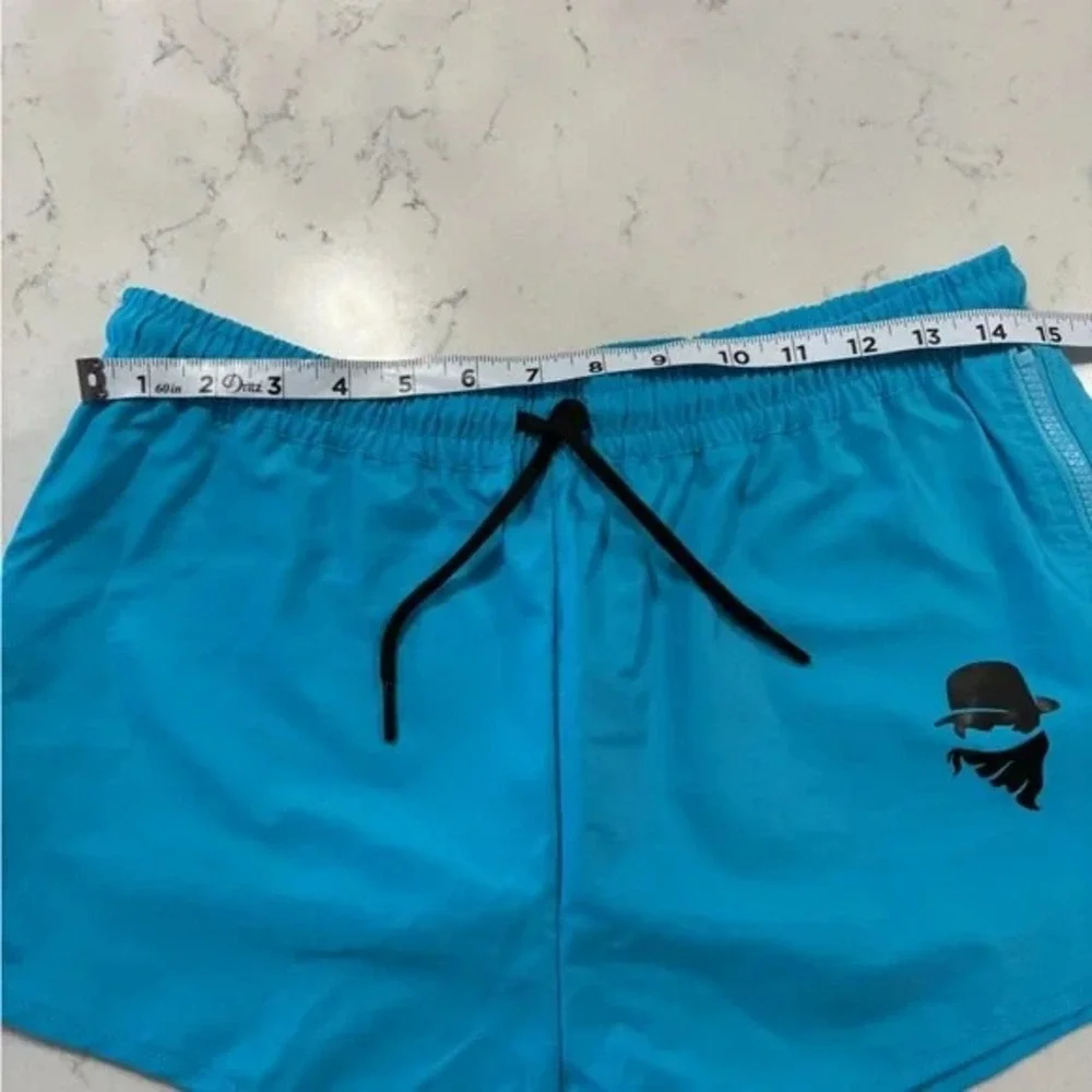 Culprit Women's Large Swim Shorts Coastal Blue Zip‎ Sides Drawstring Size Large